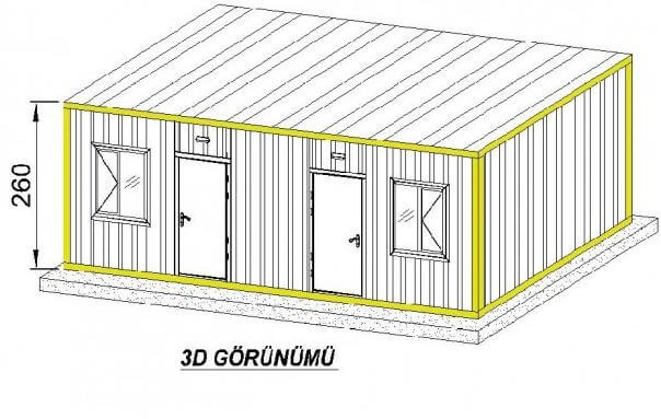 3x7  Çift Oda + WC + Duş + Mutfak SA109