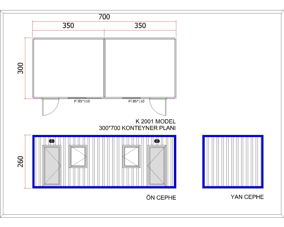 YENİ 3x7 m Çift Oda Konteyner