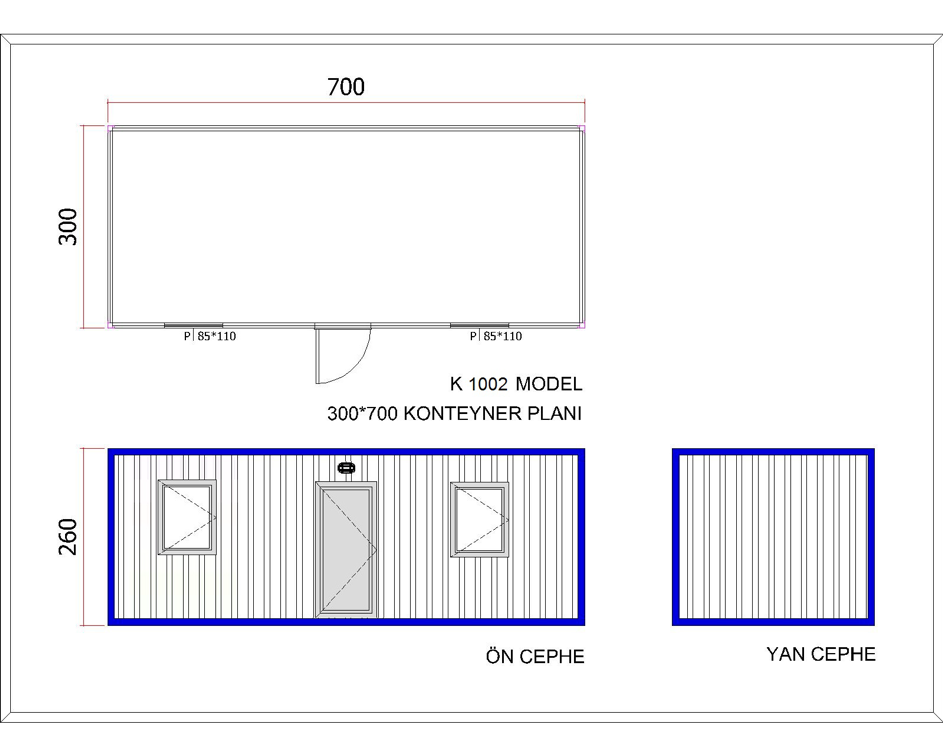 YENİ 3x7 m Tek Oda Konteyner